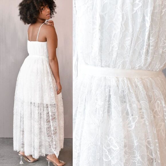 Sau Lee Selena Lace Sweetheart Midi Dress in White Bridal Wedding 0 - Picture 6 of 14